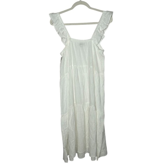 Frye & Co Gauze Textured White Tiered Sleeveless Dress. - Picture 4 of 11